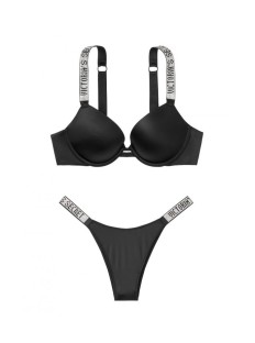 Комплект белья Victoria’s Secret Black Very Sexy Embellished Strap Push-up Bra set