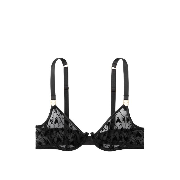Бюстгальтер Victoria Secret Unlined demi Bra VS Logo Black