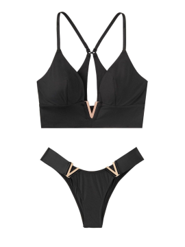 Комплект білизни Victoria's Secret Plunge Bralette &amp; Brazilian panty V logo