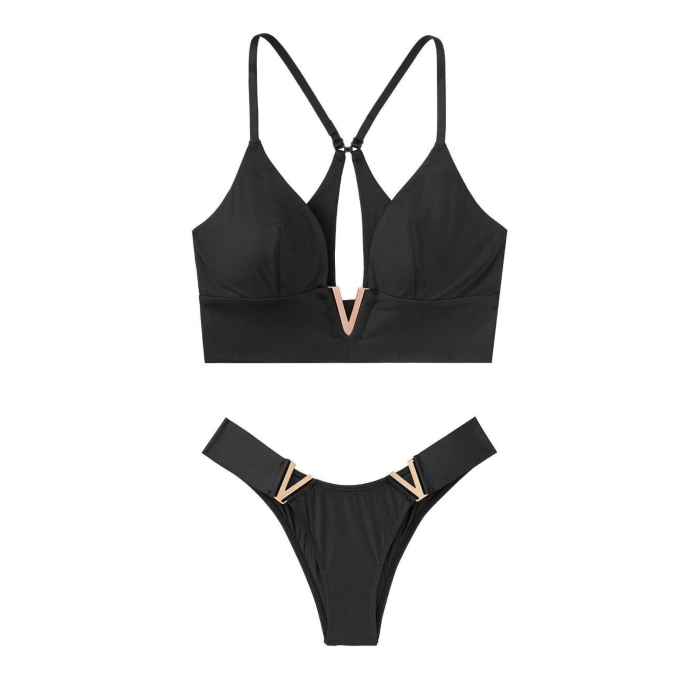 Комплект білизни Victoria's Secret Plunge Bralette &amp; Brazilian panty V logo