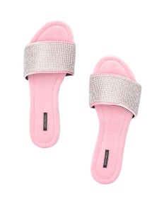 Домашние тапочки Victoria’s Secret Pink Slippers Velvet Rhinestones Slides