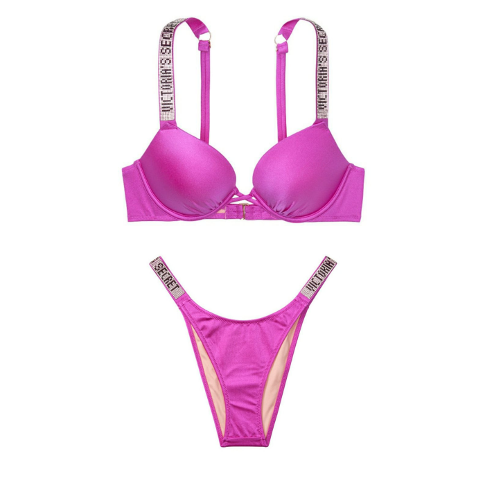 Бикини Виктория Сикрет c двойным пушап Shine Strap SWIM Fuchsia