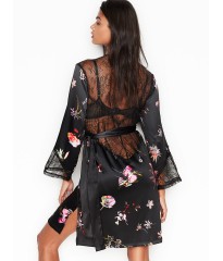 Сатиновый халат Victoria’s Secret Very Sexy Satin Kimono Black Lace
