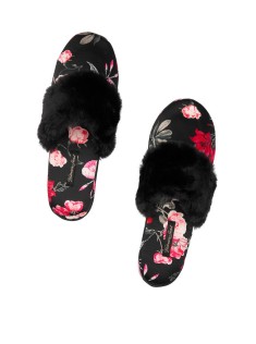 Домашние тапочки Victoria’s Secret Satin Black Floral print