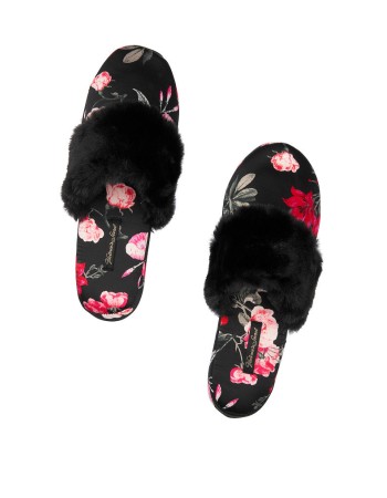 Домашні капці Victoria's Secret Satin Black Floral print