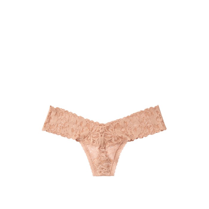 Трусики Victoria's Secret Lace-up Thong Panty sweet praline