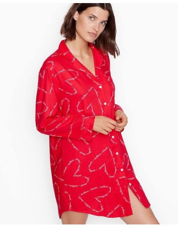 Ночная рубашка Victoria’s Secret Cotton Flannel Sleepshirt Red Herats