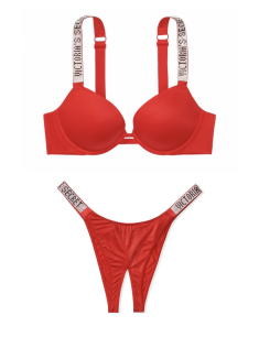 Комплект білизни Victoria's Secret Very Sexy Embellished Strap Push-up Bra set Lipstick❤️