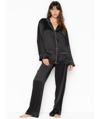 Пижама шелковая Victoria’s Secret Silk Long PJ Set Black