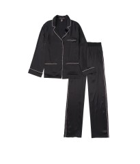 Пижама шелковая Victoria’s Secret Silk Long PJ Set Black