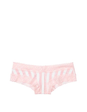 Трусики чики Victoria’s Secret Pink Stripes Lace Cheeky panty