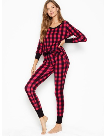 Піжама VS Thermal Long PJ Set Light Pink Red Plaid