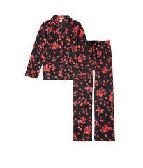 Сатинова піжама Victoria's Secret The Satin Long PJ Set Black Cherry