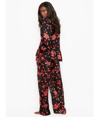 Сатинова піжама Victoria's Secret The Satin Long PJ Set Black Cherry