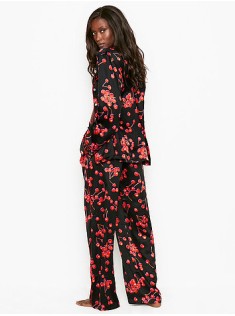Сатинова піжама Victoria's Secret The Satin Long PJ Set Black Cherry