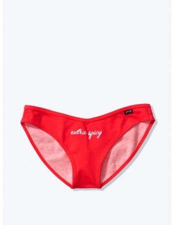 Трусики бикини Victoria's Secret Red Cotton Thong panty Extra spicy print