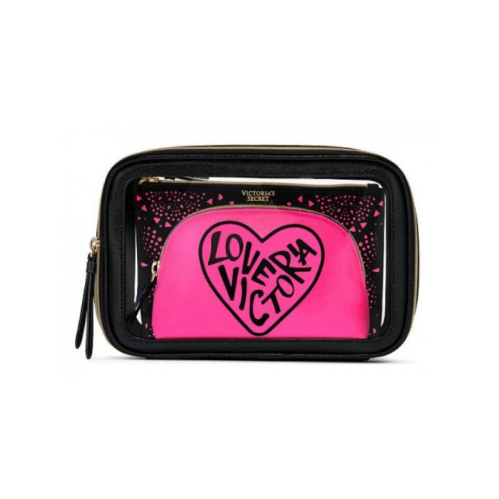 3 в 1 косметичка Victoria's Secret Beauty Bag Trio GRAPHIC LOVE