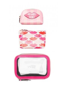 3 в 1 косметичка Victoria's Secret Beauty Bag Trio VS GRAPHIC LIPS