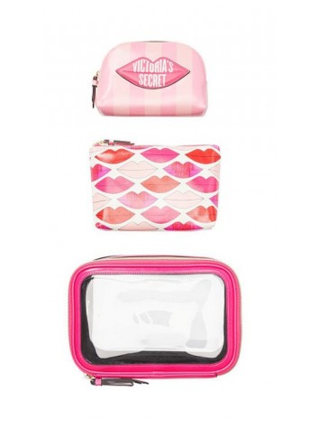 3 в 1 косметичка Victoria's Secret Beauty Bag Trio VS GRAPHIC LIPS
