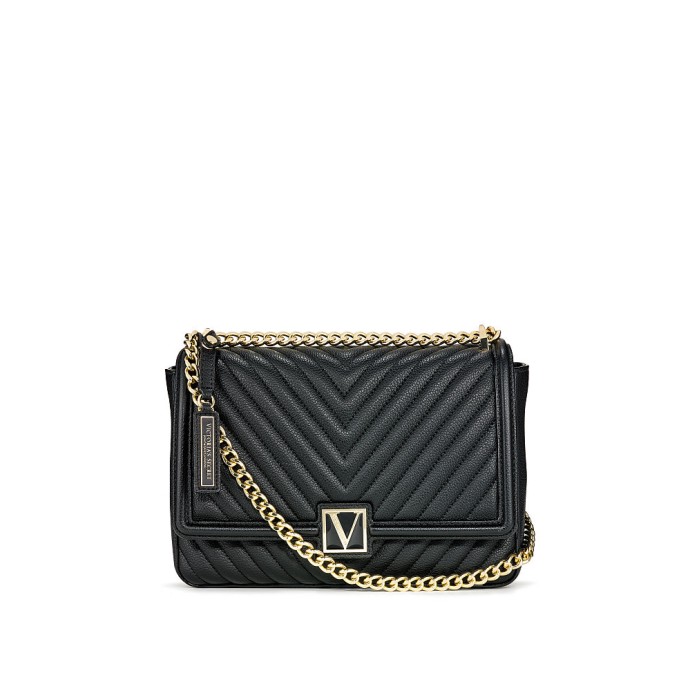 Кросс-боди Victoria’s Secret The Victoria Medium Shoulder Bag V-Quilt Black Lily