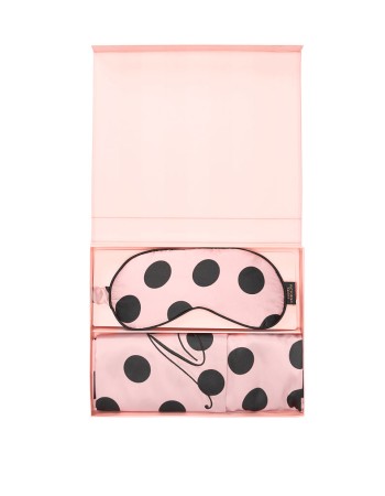 Victoria’s Secret Satin Pillowcase & Eye Mask Gift Set Pink&Black Dot