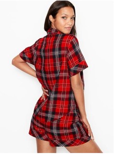 Піжама Victoria's Secret Shimmer Flannel Short PJ Set red plaid
