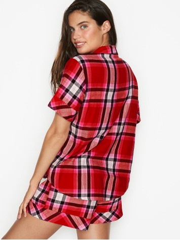 Піжама Victoria's Secret Flannel Short PJ Set Cherry/Strawberry Red Plaid