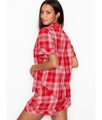 Піжама Victoria's Secret Flannel Short PJ Set Light Red Plaid