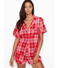 Пижама Victoria’s Secret Flannel Short PJ Set Light Red Plaid
