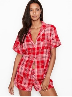 Піжама Victoria's Secret Flannel Short PJ Set Light Red Plaid