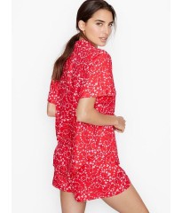 Пижама Victoria’s Secret Flannel Short PJ Set Red print pink hearts