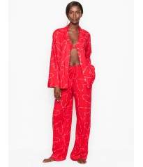 Піжама Victoria's Secret Shimmer Flannel Long PJ Set Print Red Heart VS