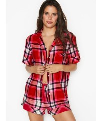 Піжама Victoria's Secret Flannel Short PJ Set Cherry/Strawberry Red Plaid