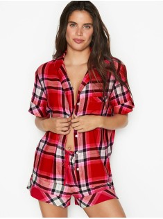 Піжама Victoria's Secret Flannel Short PJ Set Cherry/Strawberry Red Plaid