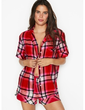Піжама Victoria's Secret Flannel Short PJ Set Cherry/Strawberry Red Plaid