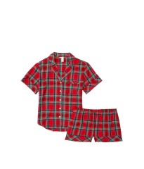 Пижама Victoria’s Secret Shimmer Flannel Short PJ Set Red/Green