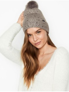 Шапка Victoria's Secret Rhinestone Pom-pom Hat