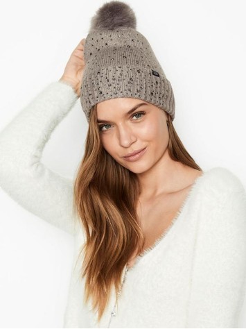 Шапка Victoria's Secret Rhinestone Pom-pom Hat