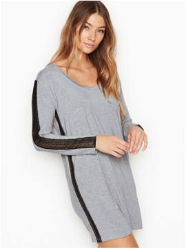 Ночная рубашка  с кружевом Victoria’s Secret Modal Black Lace