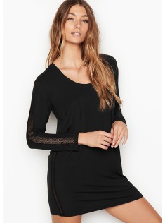 Нічна сорочка з мереживом Victoria's Secret Modal Lace Black