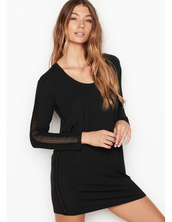 Нічна сорочка з мереживом Victoria's Secret Modal Lace Black