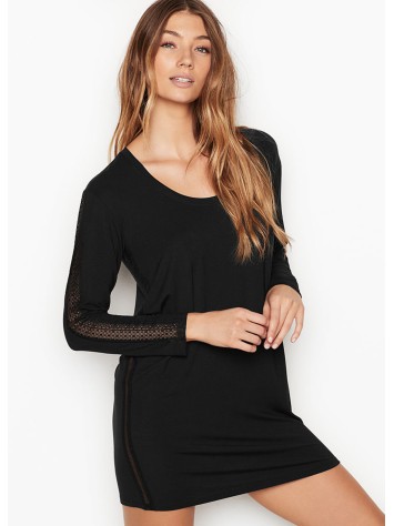 Нічна сорочка з мереживом Victoria's Secret Modal Lace Black