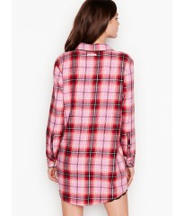 Ночная рубашка Victoria’s Secret Flannel Sleep Shirt Top red plaid