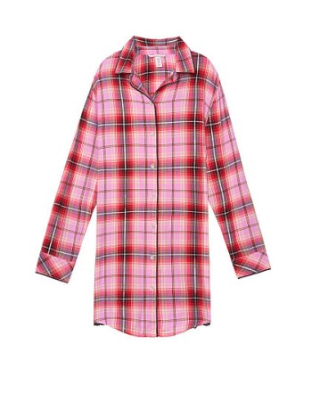 Ночная рубашка Victoria’s Secret Flannel Sleep Shirt Top red plaid