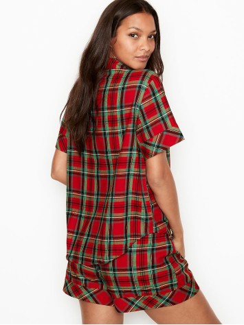 Піжама Victoria's Secret Shimmer Flannel Short PJ Set Red/Green
