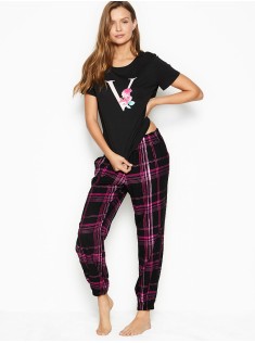 Піжама Victoria's Secret Cotton & Flannel Long Lounge PJ Set