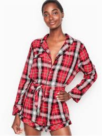 Фланелевий ромпер Victoria's Secret RED Plaid PJ SET