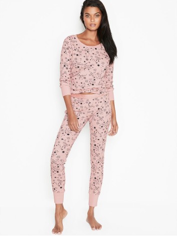 Піжама Victoria's Secret Thermal Long PJ Set Pink Starry Sky