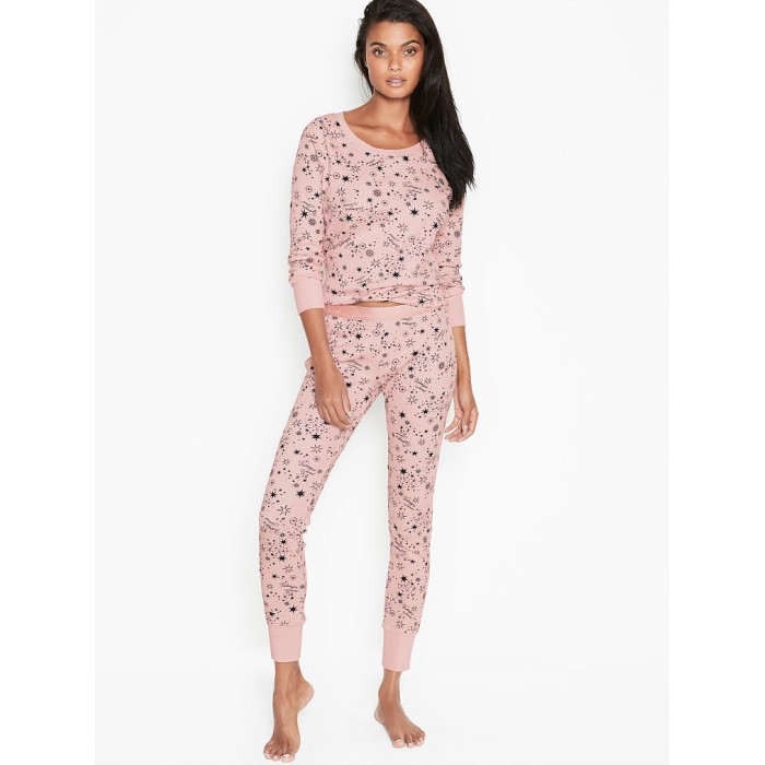 Піжама Victoria's Secret Thermal Long PJ Set Pink Starry Sky