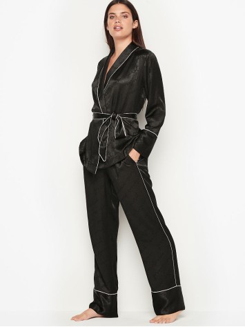 Піжама Victoria Secret The Satin Black logo PJ Set